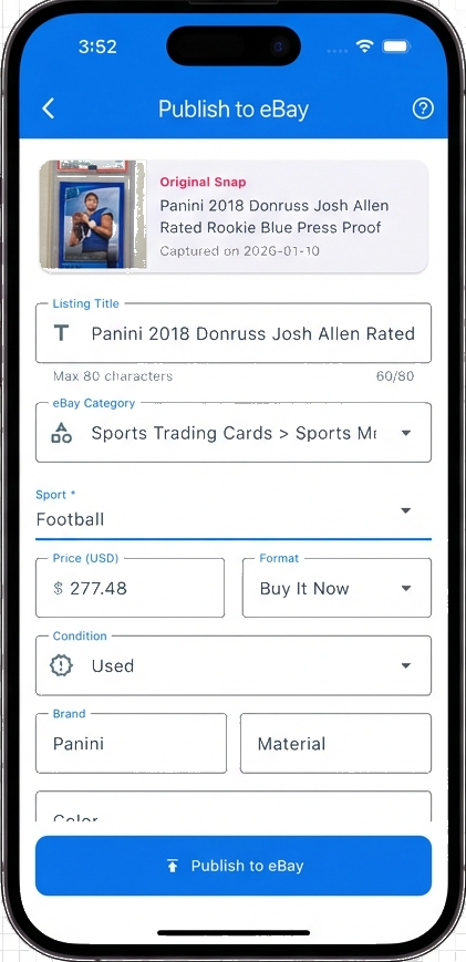 SnapWorth Publish to eBay